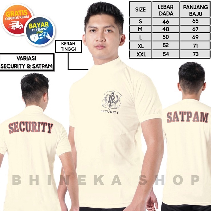 ☣ Kaos Satpam Terbaru Warna Cream Kaos Security Terbaru Cream Kerah Tinggi Kaos Dalam Satpam Kaos Sa