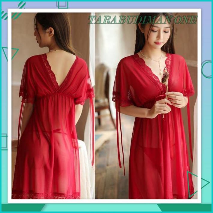 (COD) LINGERI SEXY HOT TRANSPARAN RENDA BAJU TIDUR WANITA JUMBO PIYAMA IMPOR 3A352 BEST PRODUK 