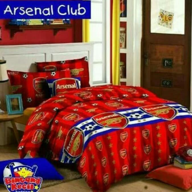 DISKON SPESIAL SPREI KATUN MOTIF BOLA ARSENAL SEMUA UKURAN KATUN LOKAL PREMIUM TERBARU