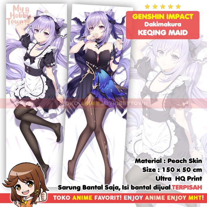 MUST HAVE SARUNG BANTAL ANIME DAKIMAKURA GENSHIN IMPACT : KEQING MAID TERBARU