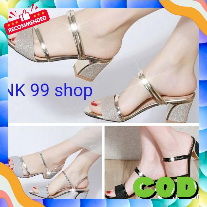 Sepatu Wedding Shoes Hak Heels Hils Tapak Tumit Tahu Kaca Payet Brokat Putih Hitam Hantaran Seseraha