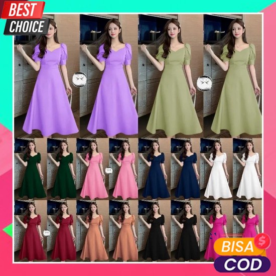 Dress Korean Style Pendek Kekinian Casual Kondangan Vintage Fashion Korea Terlaris Gaun Elegan Premi