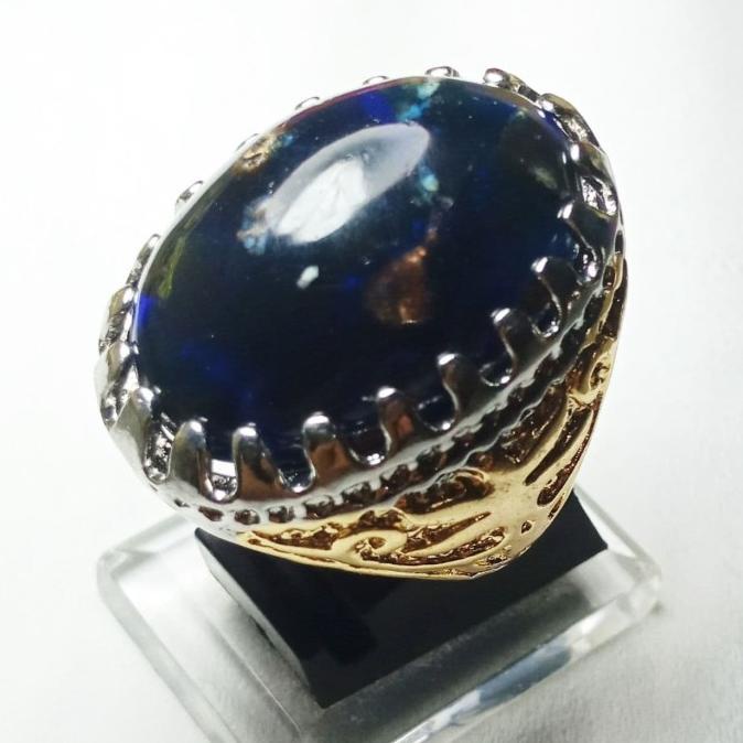 #####] Cincin Batu Akik Natural Getah Katilayu Biru