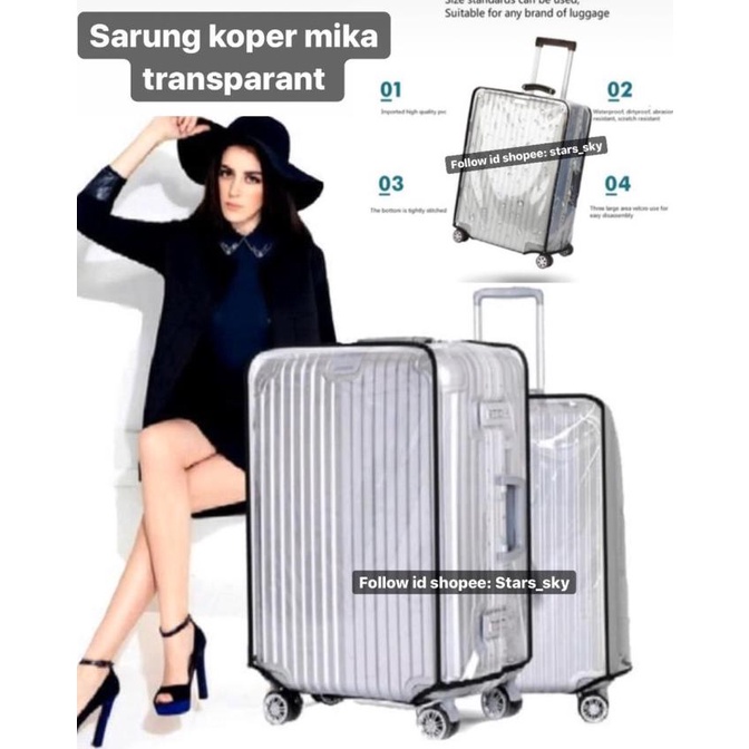 New Sarung Koper 24Inch Mika Transparant Waterproof Cover Koper Bening