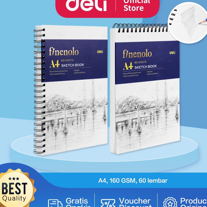 

Ready Stok➽ 6WCQA Deli Sketch Book / Buku Gambar Sketsa A4 160GSM 60 Lembar EC27X L52 Grosir