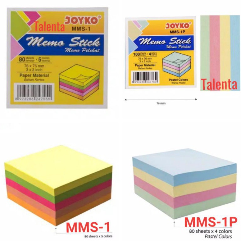 

COD Sticky Note Memo Tempel Joyko Warna Pastel MMS-1P / Neon MMS-1 ✻Best Seller