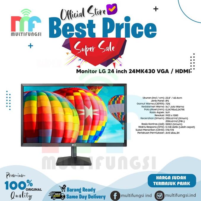 Monitor LG 24 inch 24MK430 / 24MK430H-B IPS FHD / VGA / HDMI Garansi