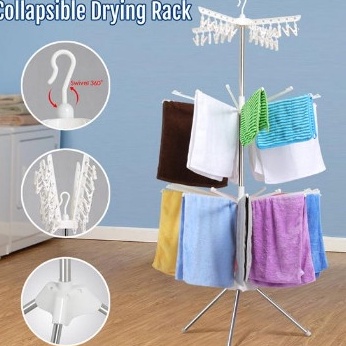 ☋Terlaku.☋ 0K6RK BELLA - RAK JEMURAN MENARA BAJU BAYI 3 SUSUN TRIPOD DENGAN HANGER ROTASI HANGER BAJ