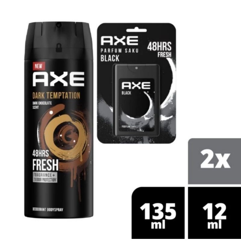 Axe Deodorant Body Spray Parfum Dark Temptation + Saku Parfum Black