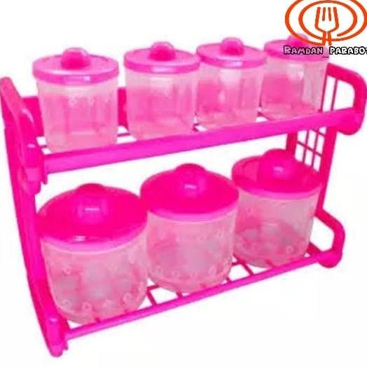 ,,,,,,,] Rainbow manaco kitchen set/wadah garam/bumbu/gula/tempat plastik