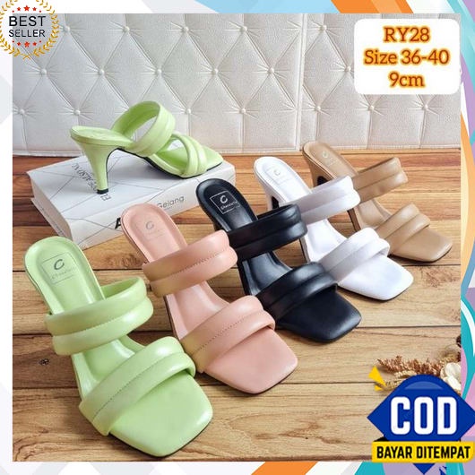 Sandal Wanita Kekinian 2023 Simple Elegan Korean Style Haihils Mewah Heels Kondangan Dewasa Terbaru 