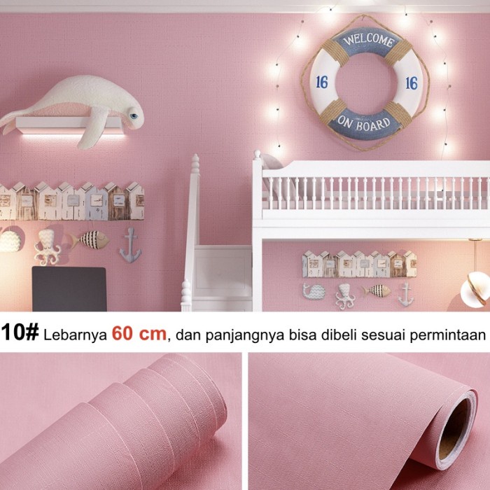 Best Seller Wallpaper Dinding Kamar Tidur Polo 60Cm * 3M/5M/10M Warna Dusty Pink