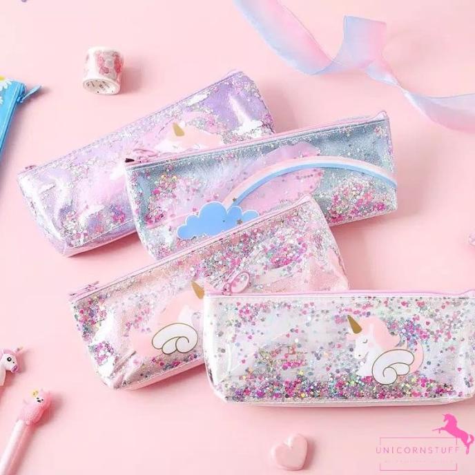 

Tempat Pensil Kotak Tepak Unicorn Anak Perempuan Alat Tulis Glitter