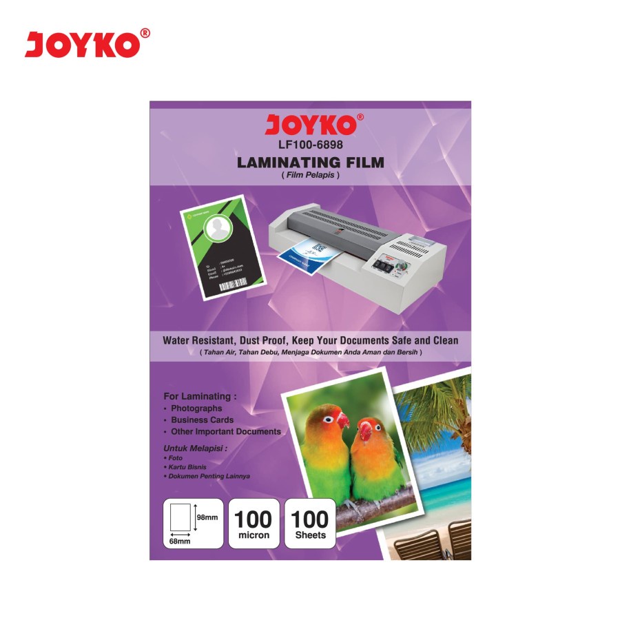 

Joyko Laminating Film LF100-6898 (KTP) - ( 1 Pack - 100 Lembar ) ( IRRA STORE )