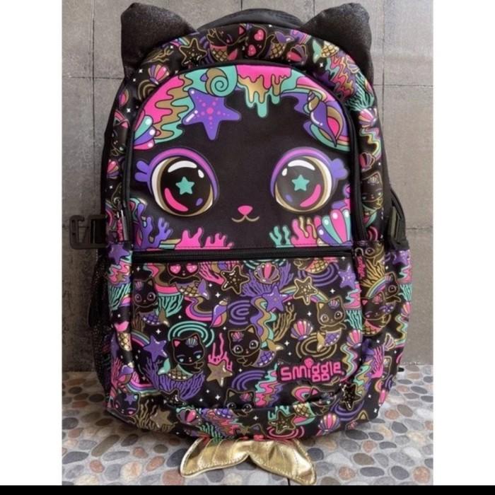 Ready Stok Tas Smiggle Ori Backpack Kitty, Unicorn, Cat Black, Galaxy