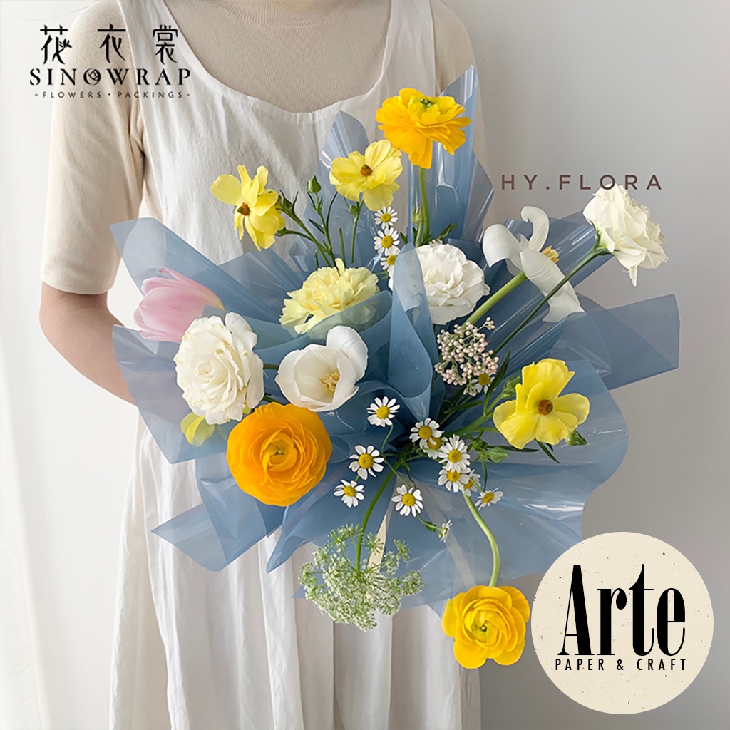 

RB 20 Lembar kertas Buket Bunga Korean OPP Tebal Film Flower Wrapping Paper Sinowrap Calor Kado Arte