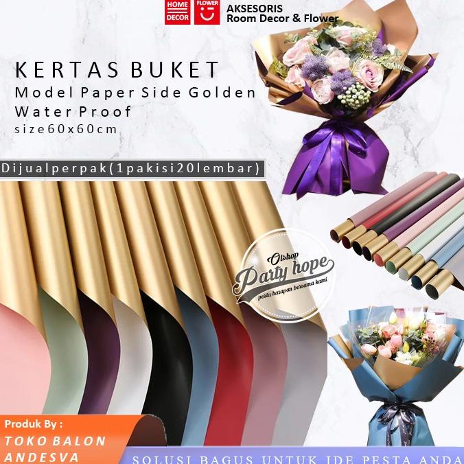 

Silahkan Order] [isi 20] Kertas Buket Bunga Side Golden / Kertas Paper Wrapping Flower