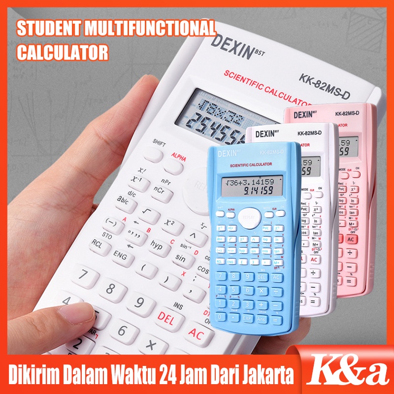 

Kalkulator Ilmiah Sekolah Scientific 82MS Colour 240 Calculator Ujian Sin Cos Tan Function 4 Warna