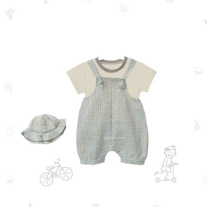 Ohbabydays | Baju Anak | Ready Stock | Archie Overall + Hat