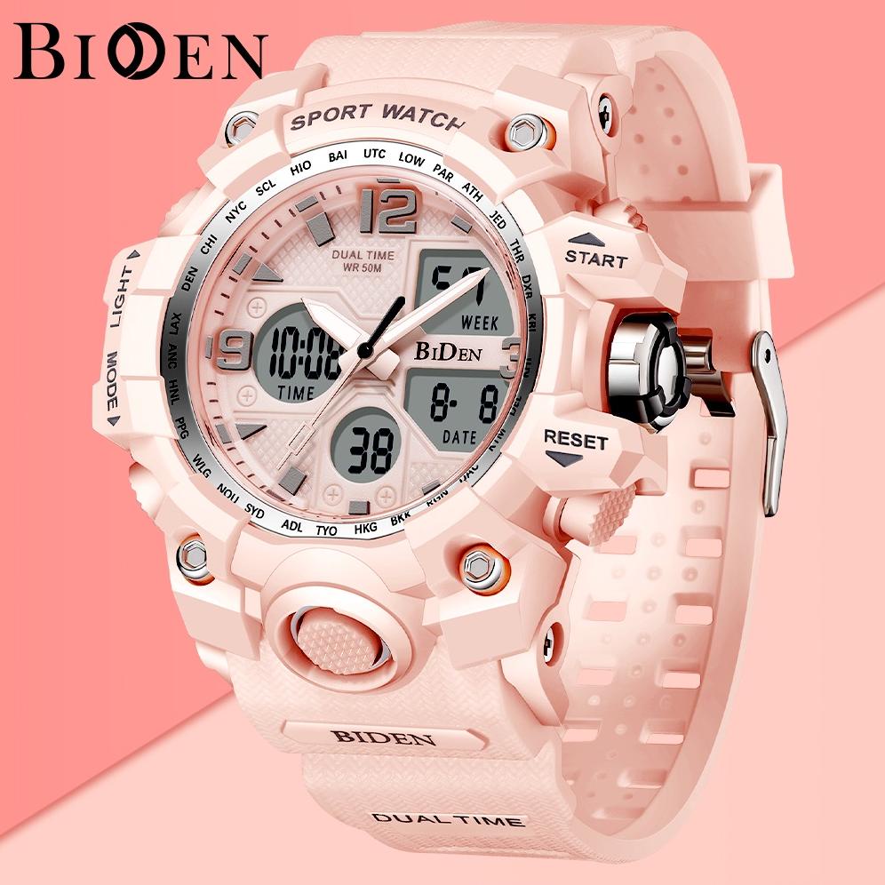 BEST SELLER BIDEN Jam Tangan Wanita Original Anti Air Multifungsi Olahraga Digital Analog Tali Silik