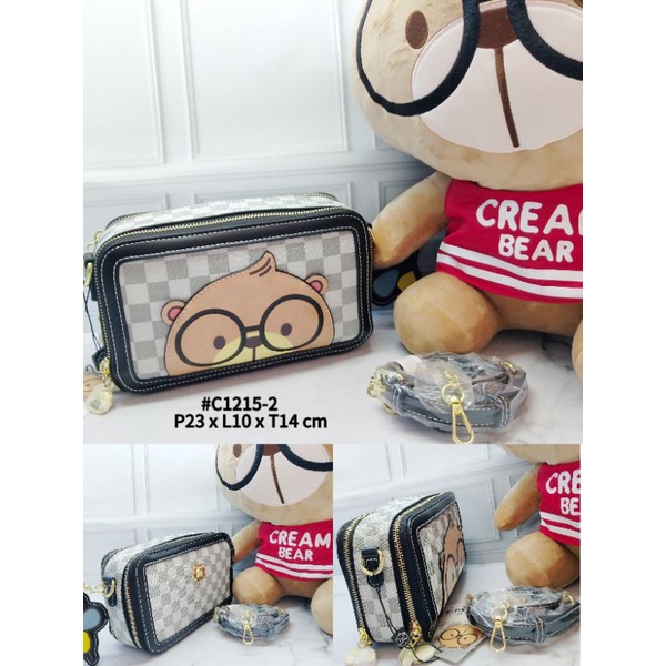 C12152 Tas Cream Bear Original Tas Selempang Tas Wanita