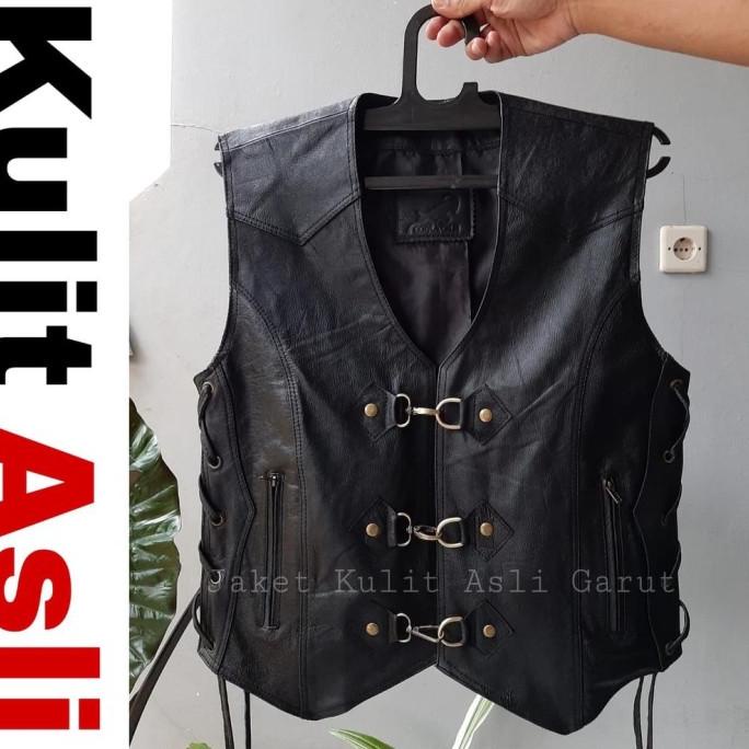 Rompi Kulit Asli Bikers Rompi Pria Club Vest Keren Original Kulit Asli