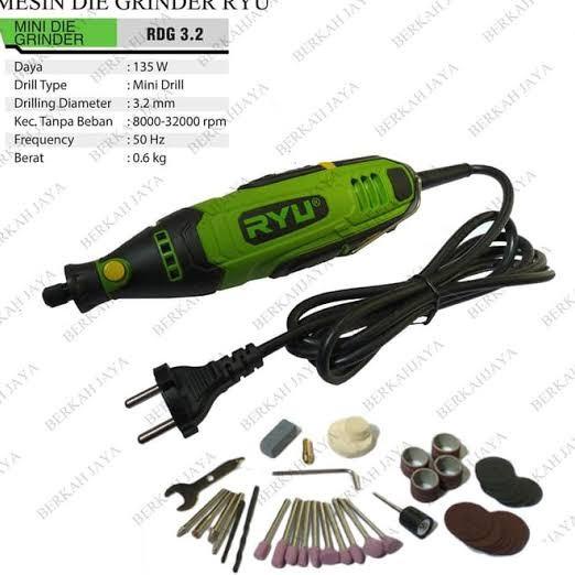 Ryu Die Grinder Mini Rdg 3.2 Bor Tuner Drill Set Plus Mata