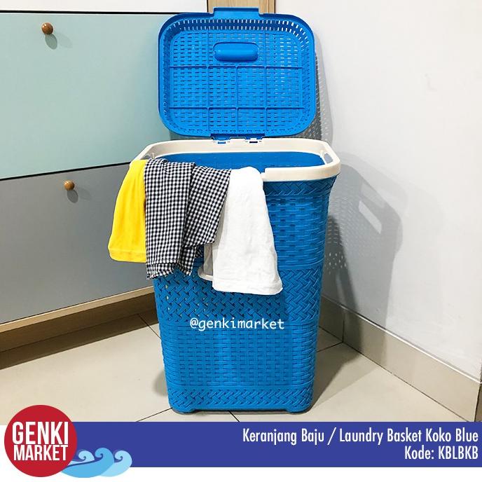 Keranjang Baju Kotor Plastik Tutup / Tempat Baju Kotor / Laundry Bask