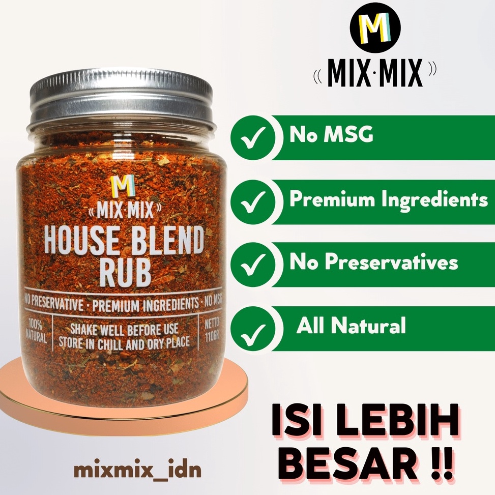 

12.12 MALL Mixmix Bumbu Marinasi Serba Guna Rendah Lemak House Blend Rub Spices Cajun Seasoning BBQ Grill 110 GRAM murah