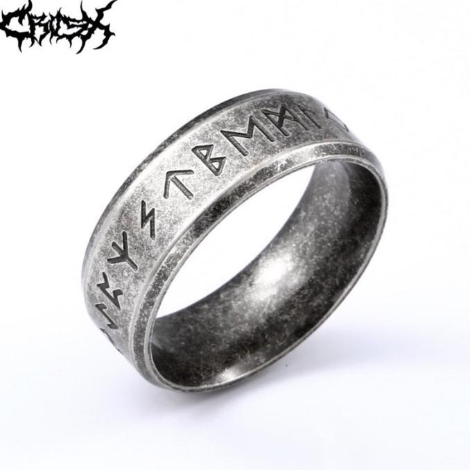 Cincin Viking Rune Ring / Viking Ring / Cincin Black Silver Ring