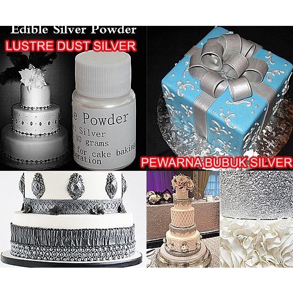 

New Edible Silver Luster Lustre Dust . Isi Banyak 10 Gram 10G Fondant Diy