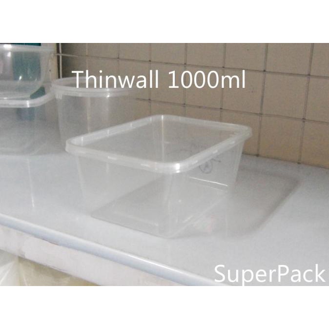 New Thinwall Rectangular / Kotak Makan Plastik 1 Ml Dm