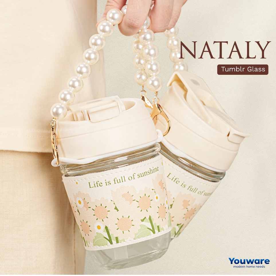 ← Youware - Nataly Glass Tumblr Aesthetic Dengan Strap Mutiara / Gelas Minum Kaca Simple Elegan Wate