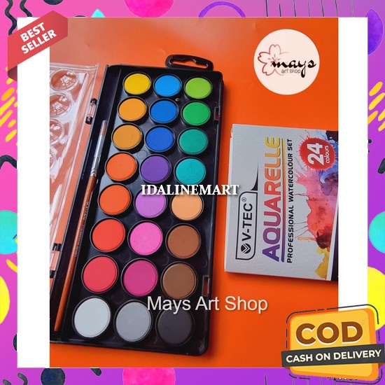 

Watercolor Set Art Cat Lukis Kanvas Padat Cair Murah Dan Bagus Watercolour Painting Lengkap Semua Warna Cat Air Anak Set Lengkap Non Toxic Tidak Beracun Water Color Set Cat Air Lukis Lengkap V-Tec Solid Watercolor Aquarelle Set Paint - Cat Air Padat Isi 1