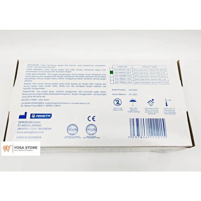 SENSI GLOVES Handscoon Medical Latex Examination Gloves 100's Size S