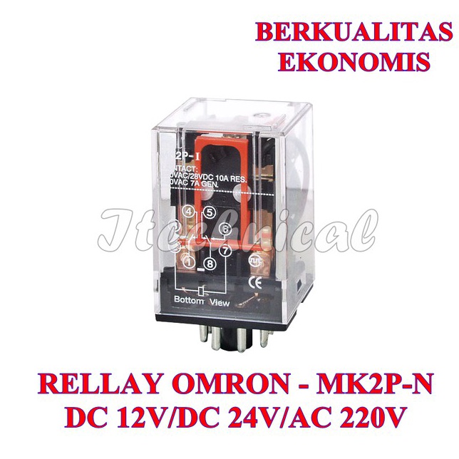 ➸➚✣ RELAY RELLAY OMRON MK2P-N AC 220V / MK2P-N DC12V / MK2P-N DC24V 8 KAKI Harga Promo