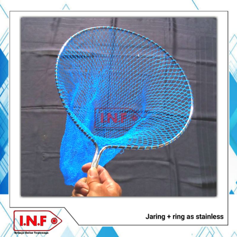 Jaring serokan ikan siap pakai + ring stainless tebal 5 mm + jaring serok kepiting nila gurame lele