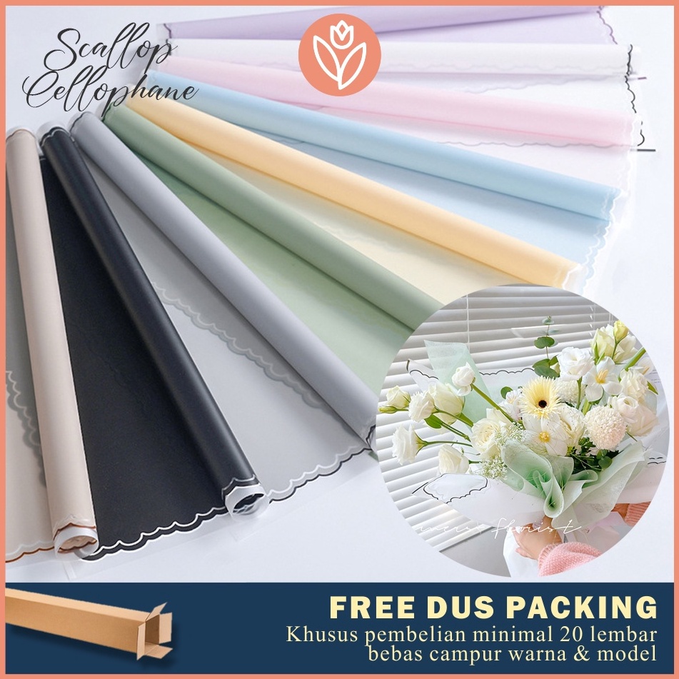 

59 [5 LEMBAR] FLOWER WRAPPING PAPER SEMI TRANPARANT LIST SCALLOP WARNA KERTAS BUKET BUNGA CELLOPHANE 92