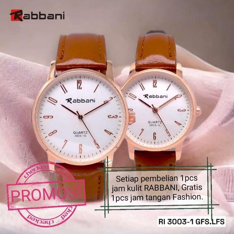 BEST PRODUK Jam Tangan Pria Wanita / Couple, Tali Kulit Sintetis RABBANI. PROMO GILA