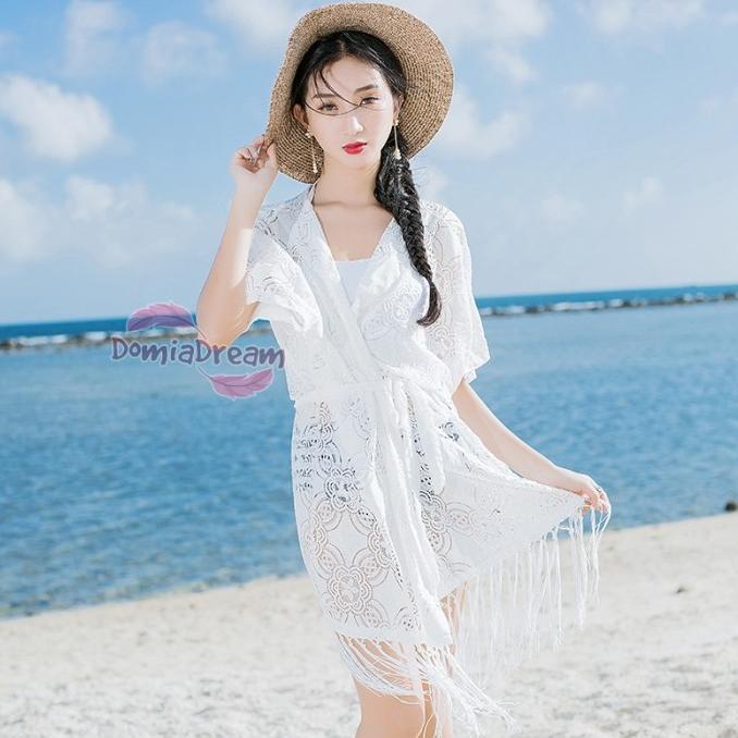 Outer / Cover Bikini Pantai Rumbai Lengan Pendek