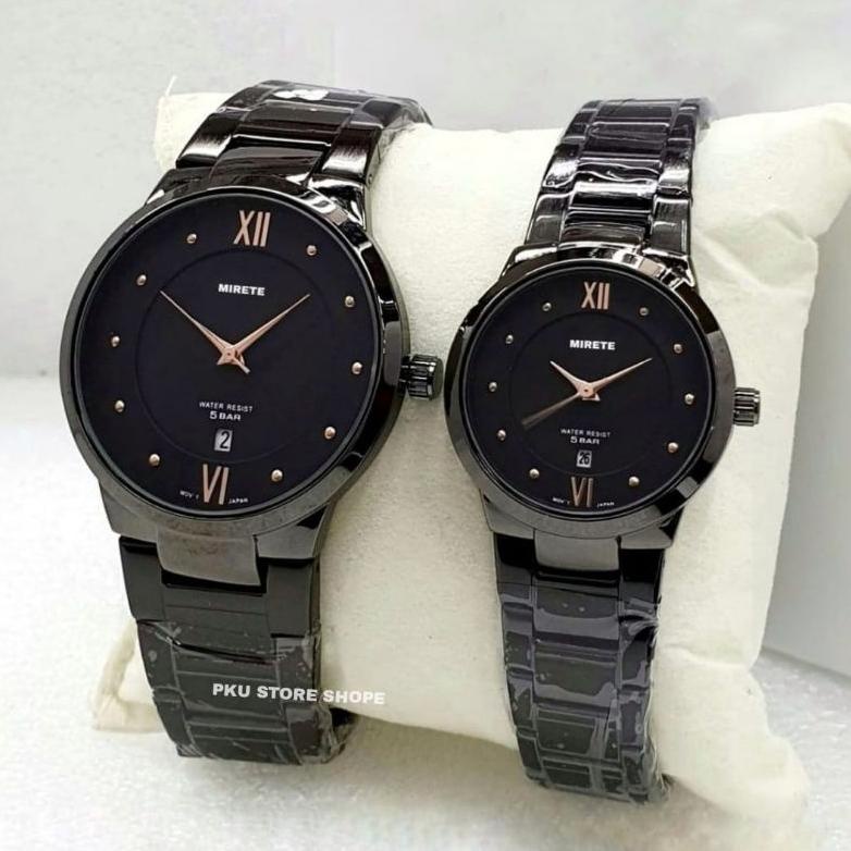 BISA COD Jam Tangan Mirete Couple Pria Wanita Tahan Air Quartz Analog Full Stainless Steel 100% Orig