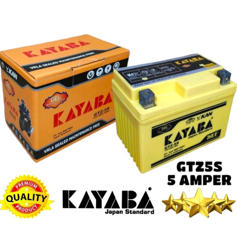 [Miliki Segera] AKI MOTOR BARU MERK KAYABA GTZ5S 12V 5AH ACCU KERING BEBAS PERAWATAN BEAT VARIO SCOO