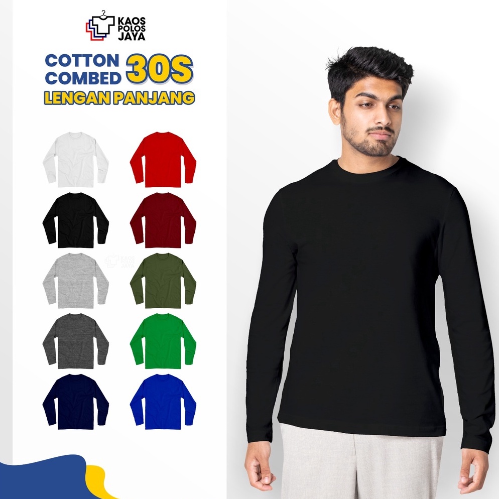 Dijual murah KAOS POLOS PANJANG/ KAOS POLOS PRIA WANITA/ COTTON COMBED 30S/ KAOS LENGAN PANJANG KATA