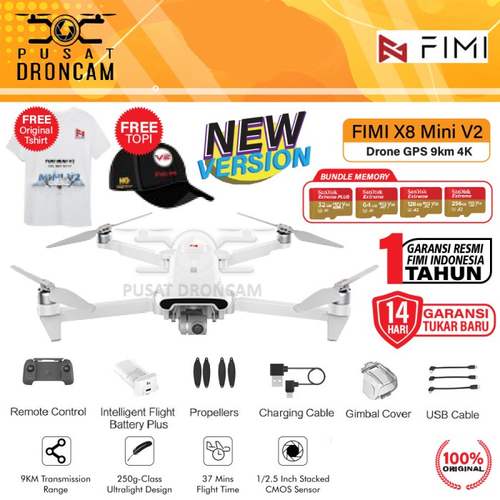 DRONE FIMI X8 MINI V2 4K GPS 9KM 3-AXIS GIMBAL - DRONE X 8 MINI V 2 ORIGINAL