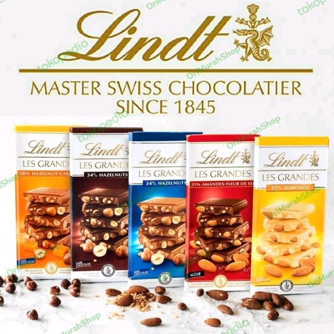 

Coklat Lindt Les Grandes Chocolate Milk Dark Cokelat Almond Hazelnut
