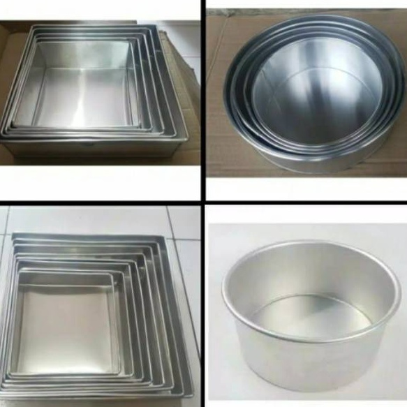 Stok Banyak Loyang Kotak bulat / Loyang Kue Lapis / Loyang Bolu / Loyang Bulat Press tanpa sambungan