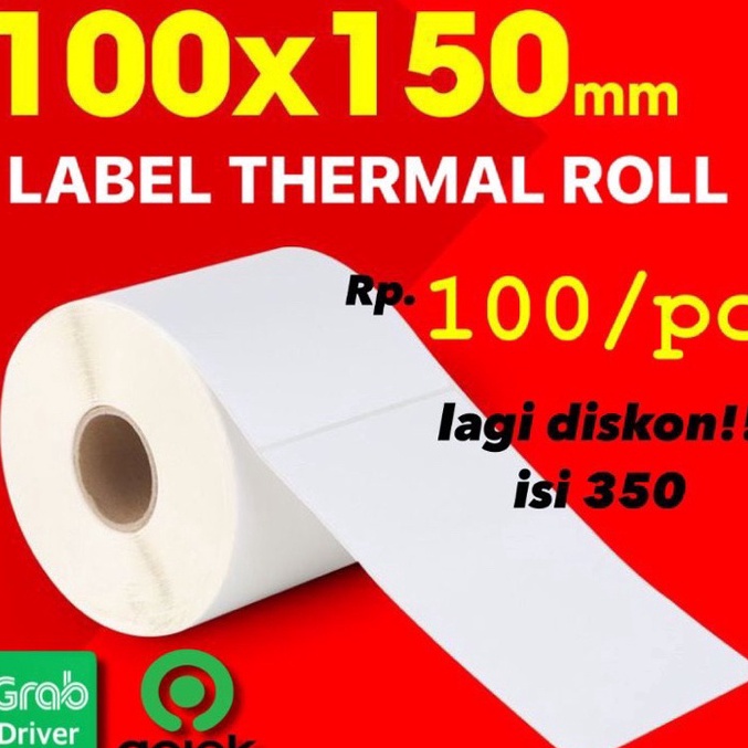

QYSZ8372㊝ LABEL STICKER THERMAL 100 X 150 BARCODE 100x150 isi 350 UKURAN A6 ㊓