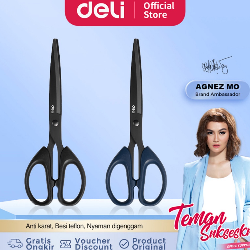 

☋Ready✪➜ LB6NA Deli Gunting Teflon / Scissor Anti Karat Nyaman Digenggam 6009-S R51 Readystock