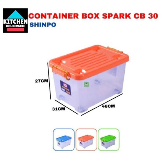 CB30 Spark Kontainer Barang Plastik Bening Transparan Awet Kuat Tebal Premium Shinpo 30L Container B