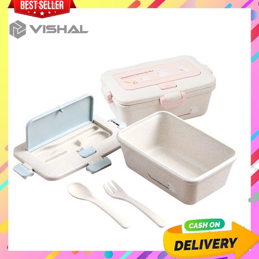 Lunch Box Set Anak Sekolah Paper Stainless Steel 1 Anti Tumpah Satu Set Bekel Skolah Lunchbok Bekele